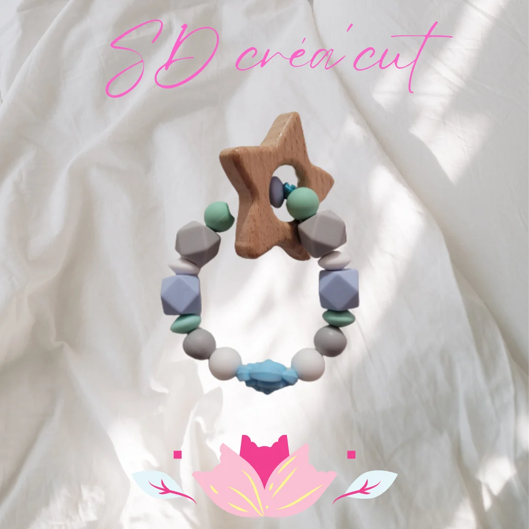 Anneau de Dentition Etoile Bleu