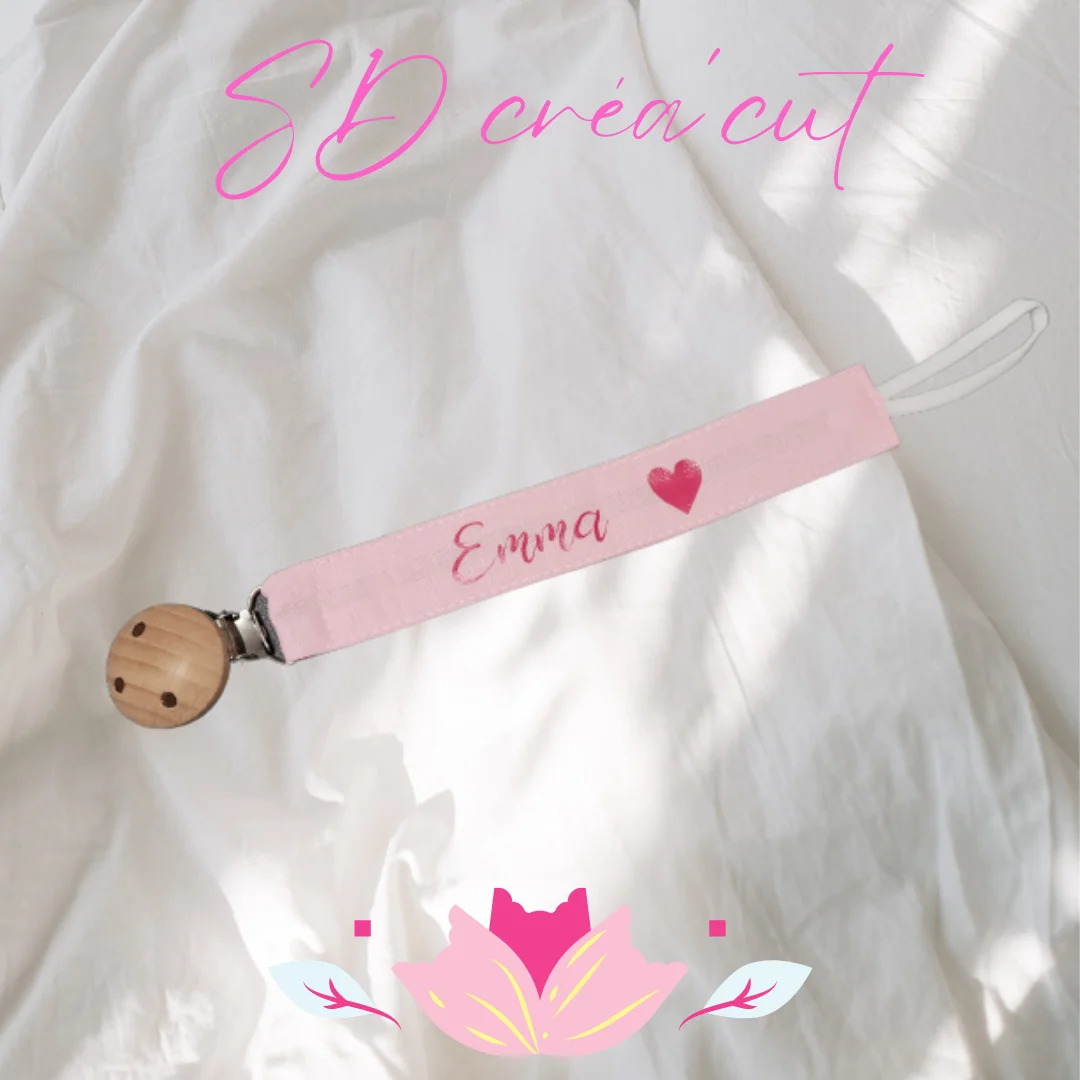 Attache Tétine en Tissu Rose