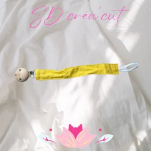 Attache Tétine en Tissu Jaune Moutarde