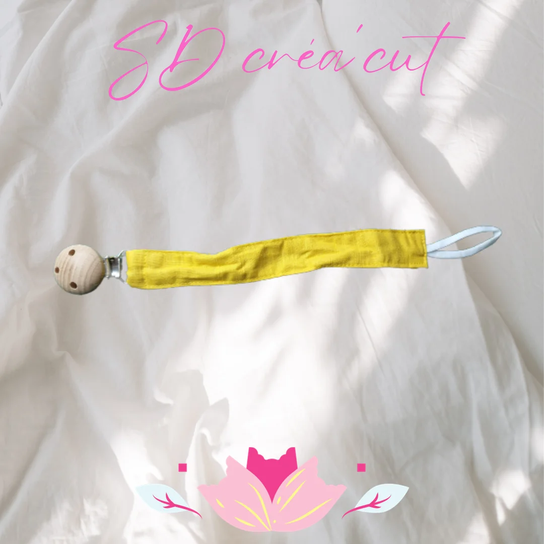 Attache Tétine en Tissu Jaune Moutarde