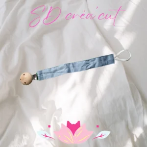 Attache Tétine en Tissu Bleu Pétrole