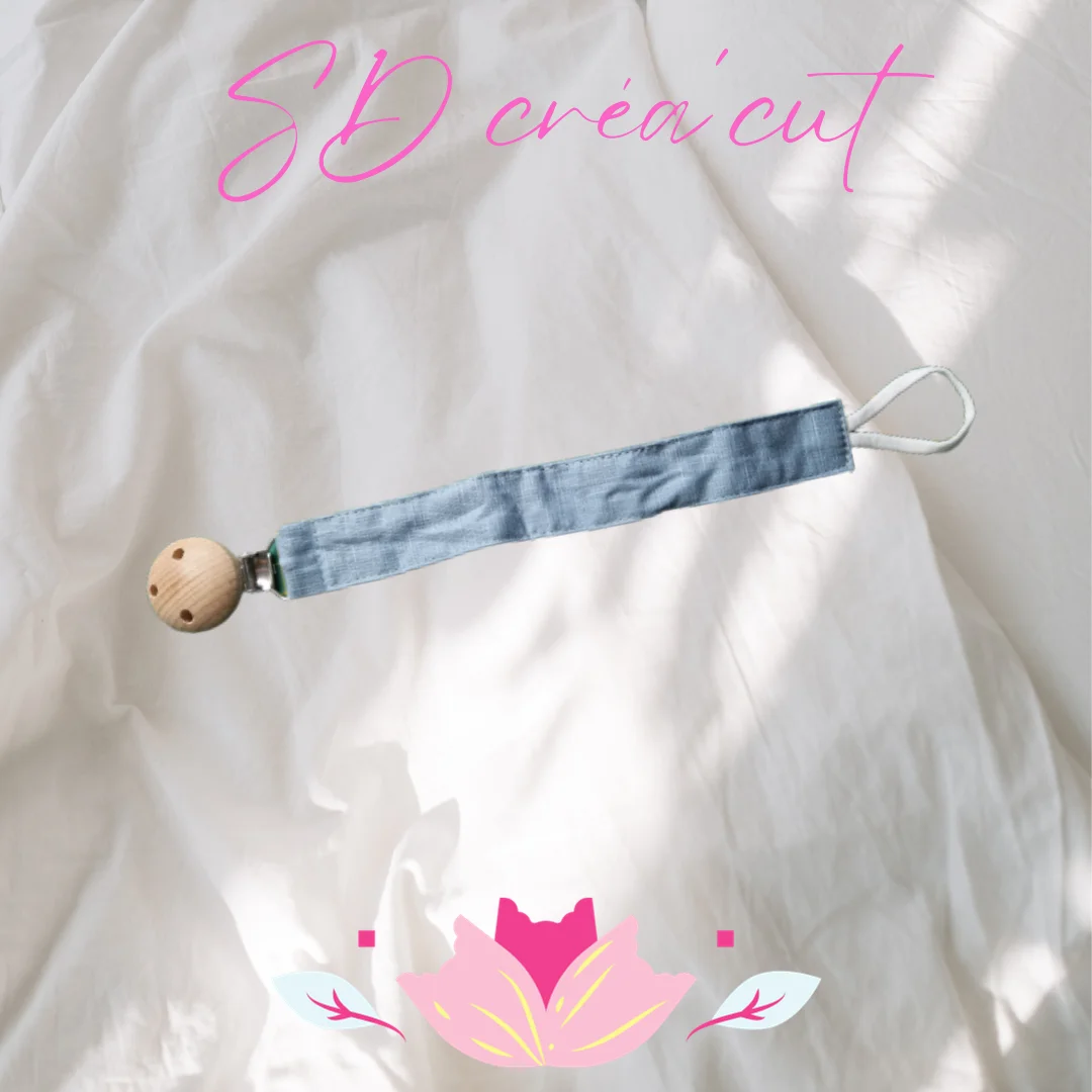 Attache Tétine en Tissu Bleu Pétrole