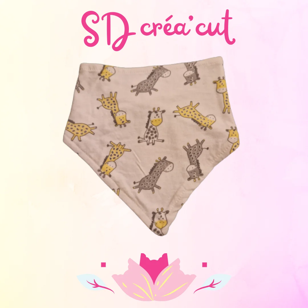 Bavoir Bandana Blanc Girafe