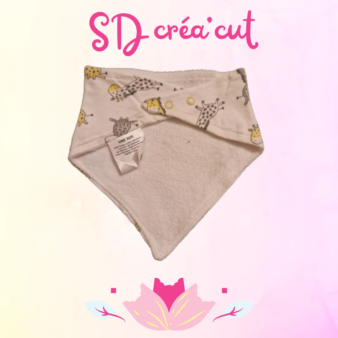 Bavoir Bandana Blanc Girafe
