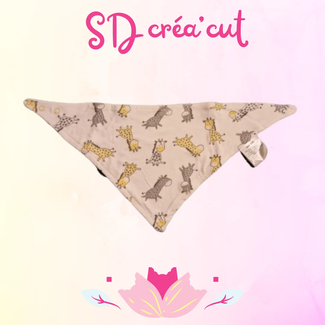 Bavoir Bandana Blanc Girafe