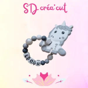 Anneau de Dentition en Silicone Licorne Grise