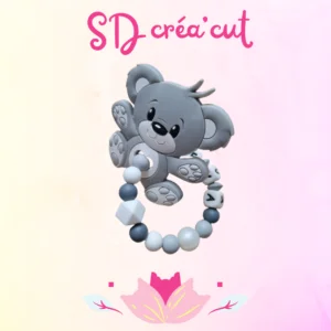 Anneau de Dentition en Silicone Ourson Gris