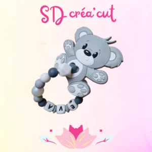 Anneau de Dentition en Silicone Ourson Gris