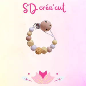 Attache-Tétine en Silicone et Bois Jaune