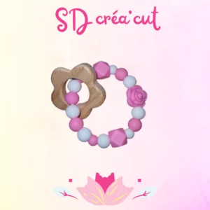 Anneau de Dentition Fleur Rose