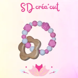 Anneau de Dentition Fleur Rose