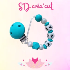 Attache-tétine en silicone Turquoise Nacré