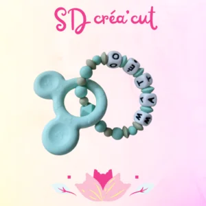 Anneau de Dentition en Silicone Mickey Vert d’eau