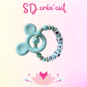 Anneau de Dentition en Silicone Mickey Vert d’eau