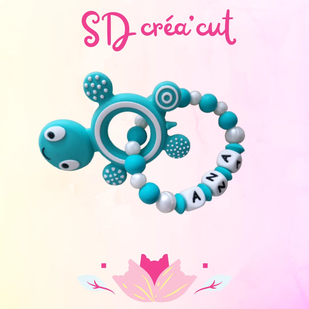 Anneau de Dentition en Silicone Tortue Turquoise
