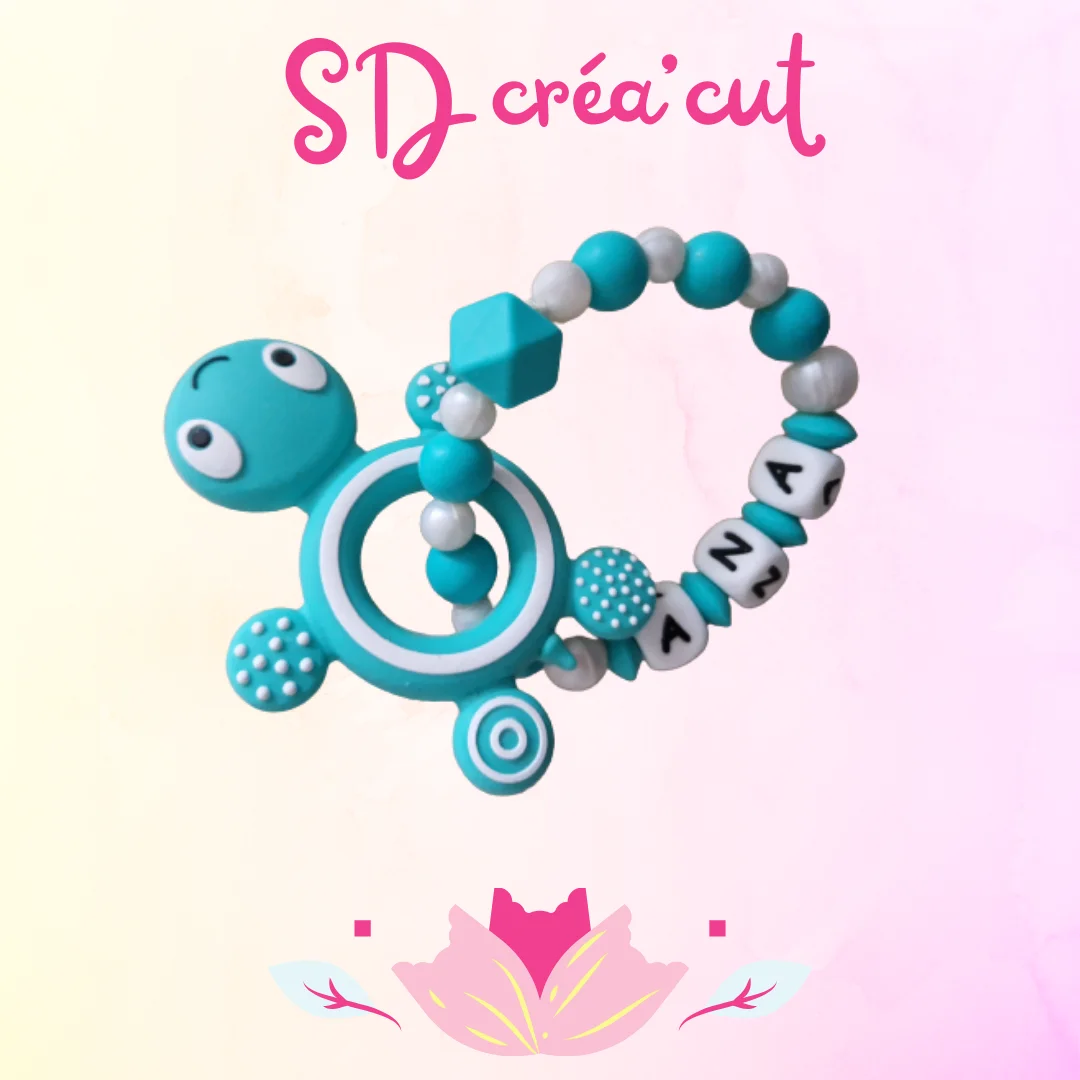 Anneau de Dentition en Silicone Tortue Turquoise